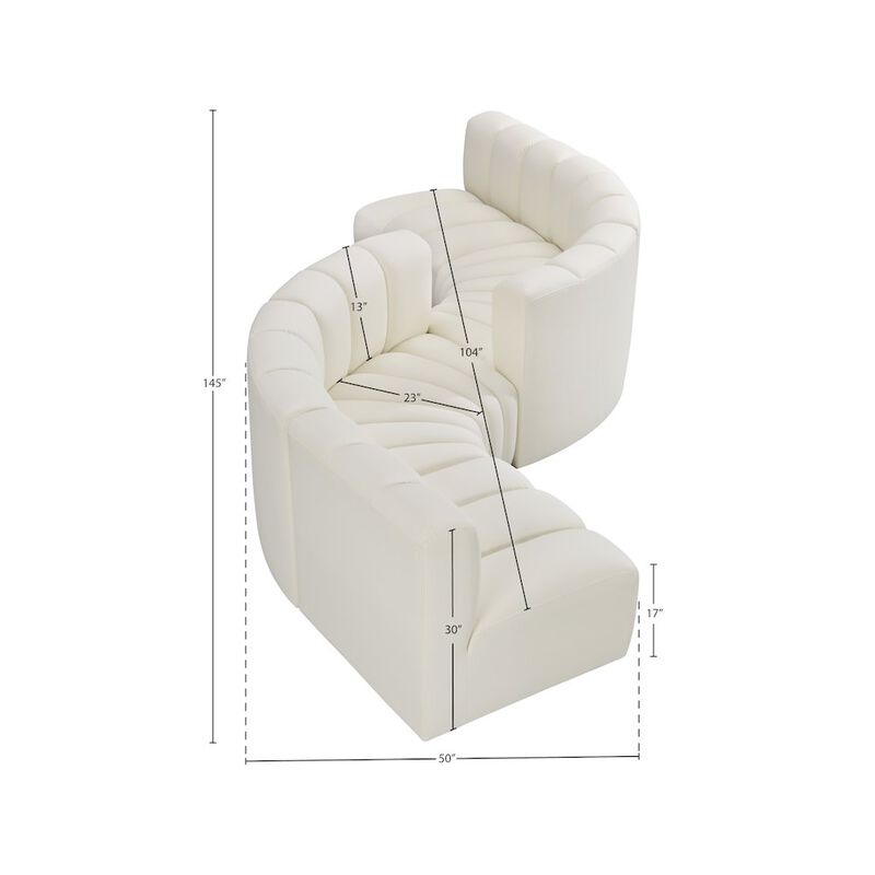 Meridian Furniture Arc Cream Vegan Leather Modular Sofa