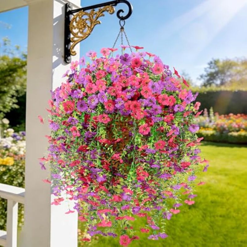 2 Bundle Artificial Hanging Flowers UV Resistant Outdoor Garden Porch Decor image number 3
