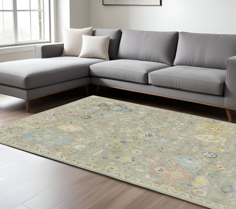 HomeRoots Wool Oriental Hand Knotted Area Rug With Fringe