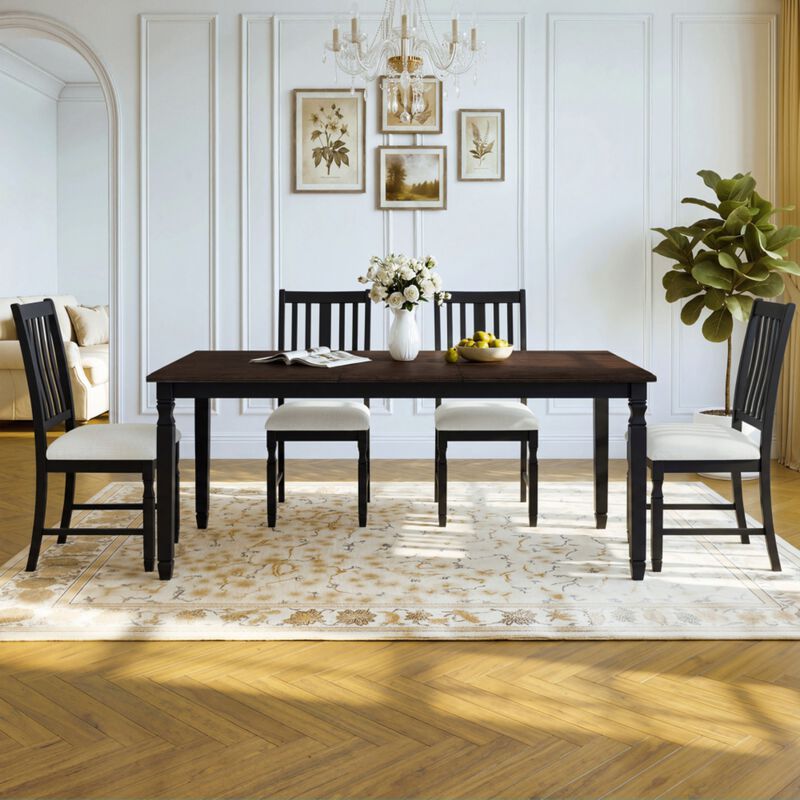 Jedtet Farmhouse 5‑Piece Extendable Dining Table Set image number 2