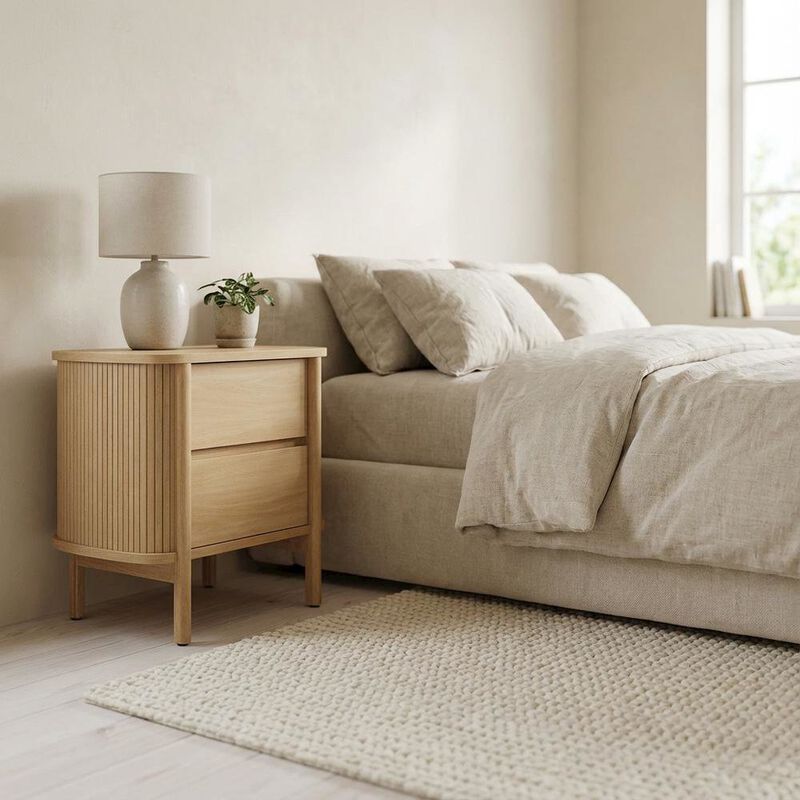 Nightstand with Modern Design and Compact Storage in Brown Finish image number 2