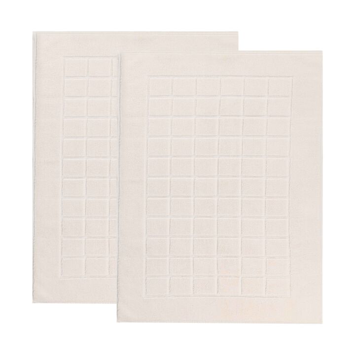 Washable Cotton Checkered Bath Rug Set of 2 for Bathrooms