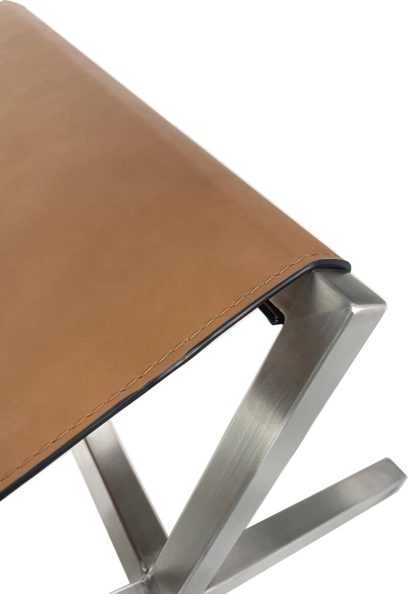 One Modern Coastal Director's Style Leather Bench