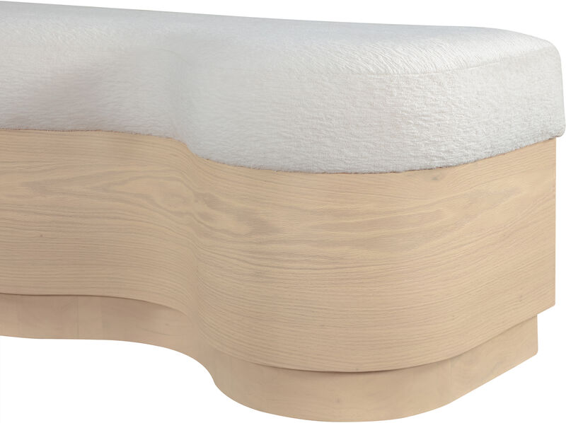 Meridian Furniture Savoy Cream Velour Fur Fabric Bench