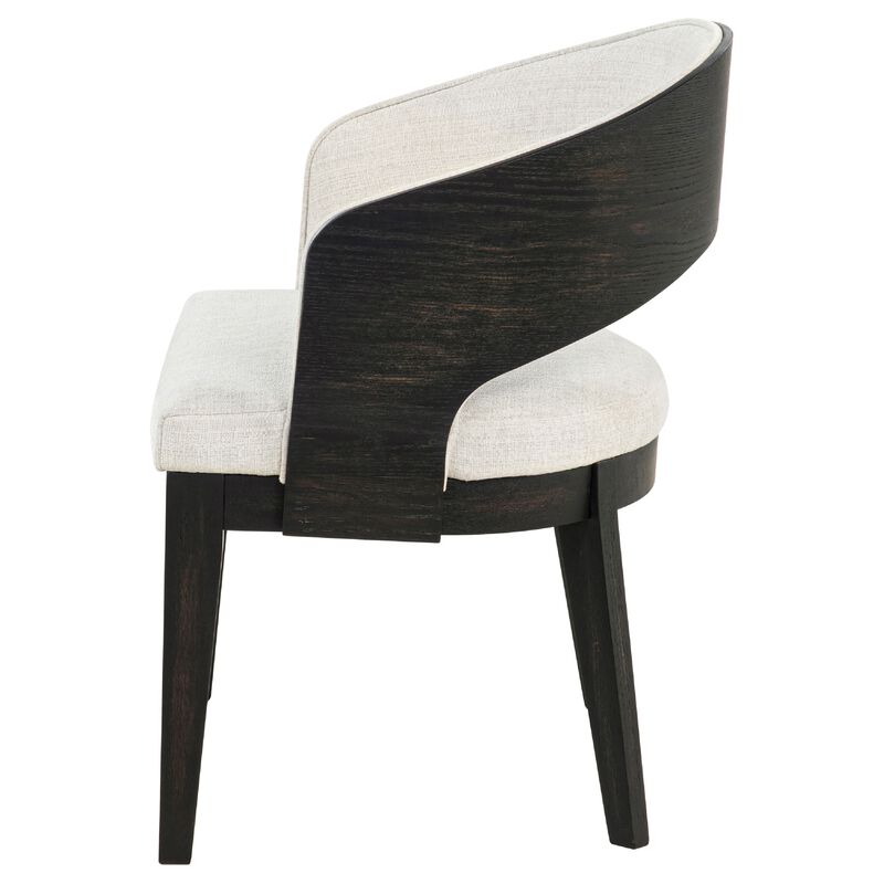 Lina Dining Arm Chair Set of 2, Cream Barrel Back, Brunished Black image number 4