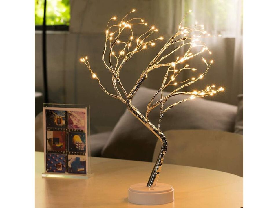 LED Bonsai Tree Lamp Tabletop Night Light USB Battery Operated Decor