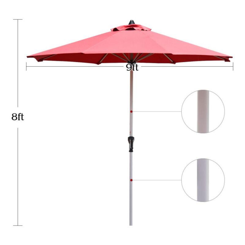 Hivvago 9 Feet Patio Outdoor Market Umbrella with Aluminum Pole without Weight Base