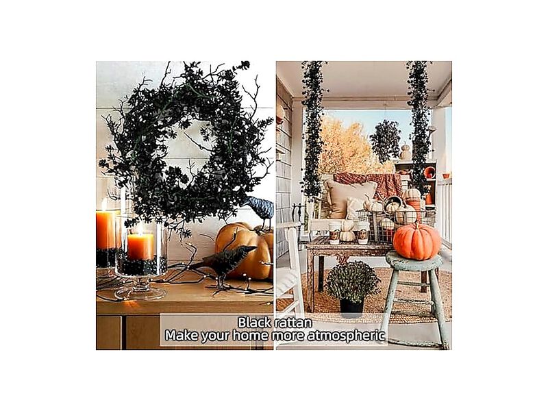 Black Artificial Flowers Eucalyptus Garlands Spring Garland Greenery Vines Fake image number 3