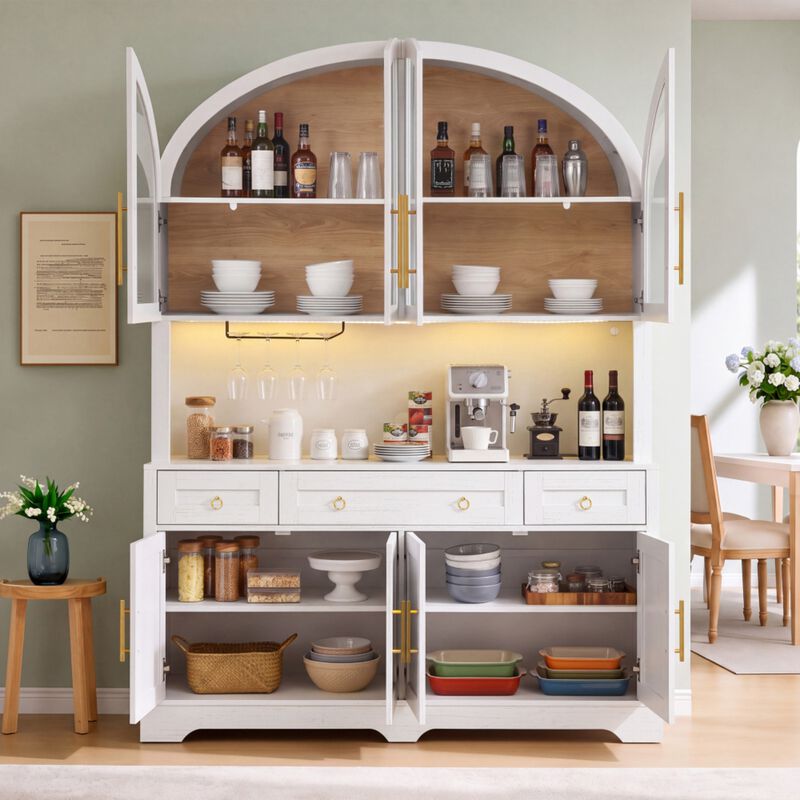 Dondzu Tall Arched LED‑lighted Hutch‑Style Buffet Cabinet image number 2