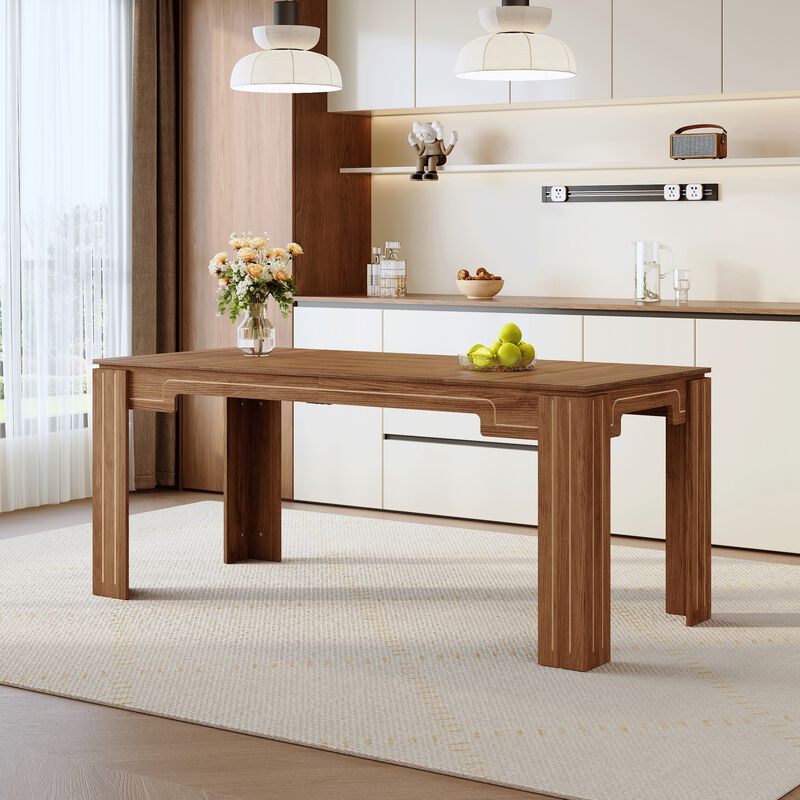 Whisen Dining Table with Groove Legs, MDF Space-Saving for Kitchen Living Room image number 7