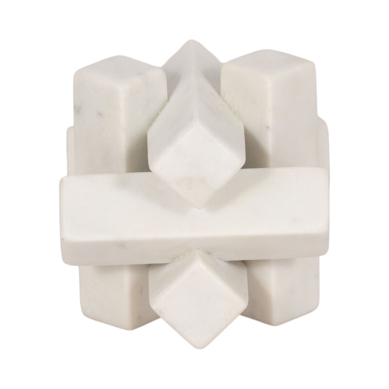4" Marble Geometric Orb, White image number 2