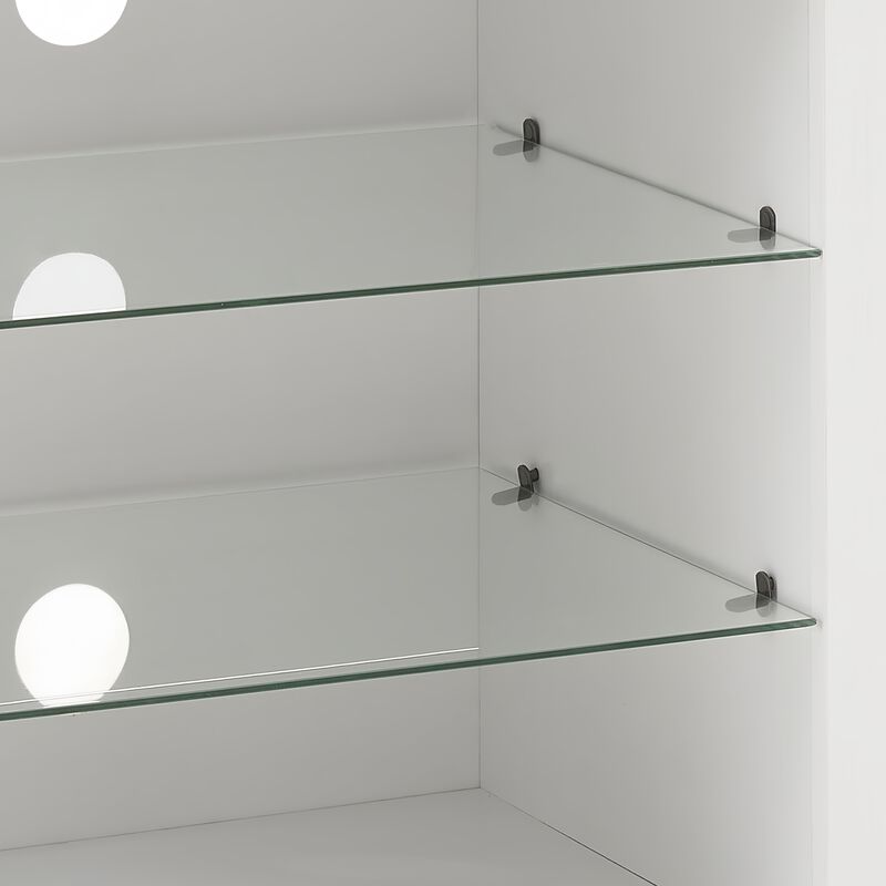 TV Stand with Electric Fireplace and Glass Shelves &ndash; Cozy Entertainment Center with Modern Storage