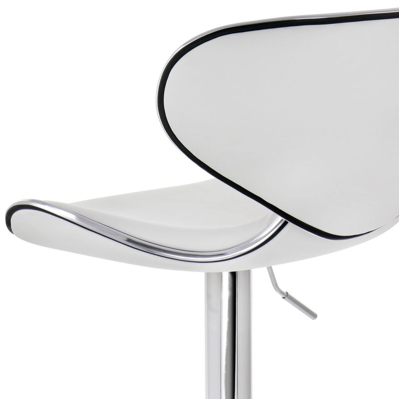 Elama 2 Piece Faux Leather Adjustable Bar Stool in White with Chrome Base image number 8