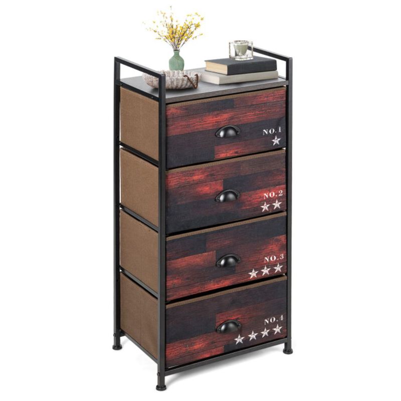 Industrial 4 Fabric Drawers Storage Dresser with Fabric Drawers and Steel Frame image number 1