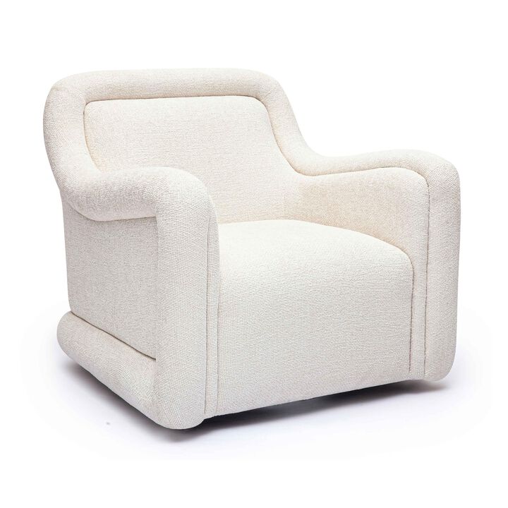 Tov Furniture Charli Cream Basketweave Chenille Swivel Chair