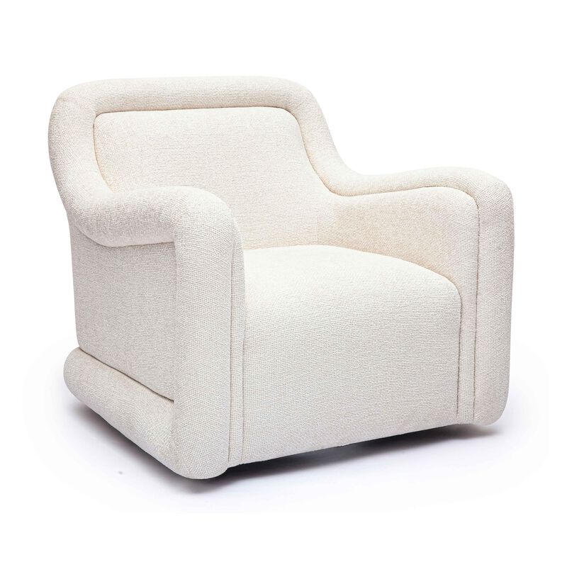 Tov Furniture Charli Cream Basketweave Chenille Swivel Chair image number 0