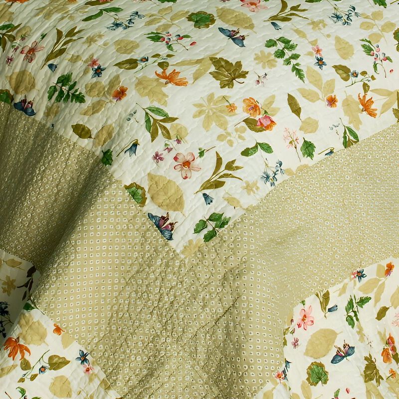 Lightweight Cotton 3PC Vermicelli-Quilted Printed Quilt Set Queen Size Bedspread image number 2