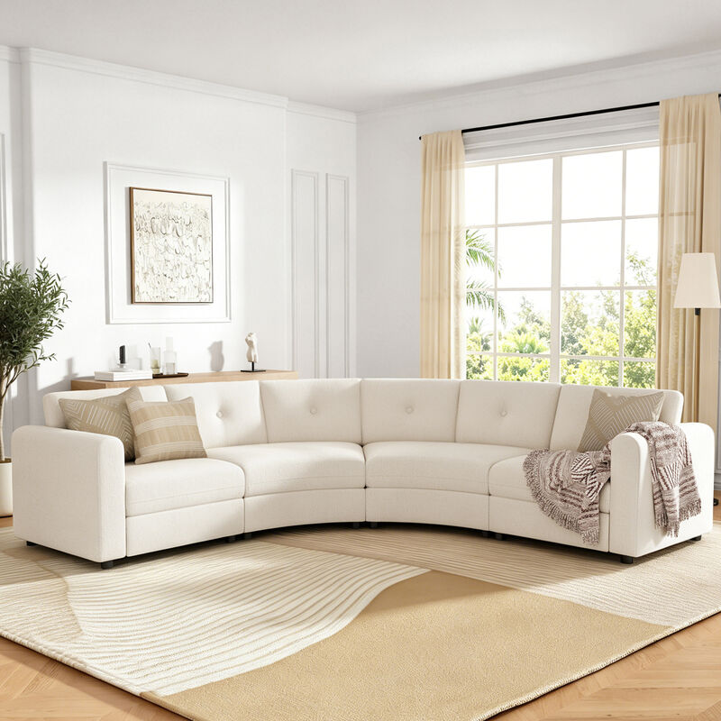 Merax Curved Modular Sectional Sofa with Customizable Layout, High-Resilience Foam & Pocket Spring Seats image number 2