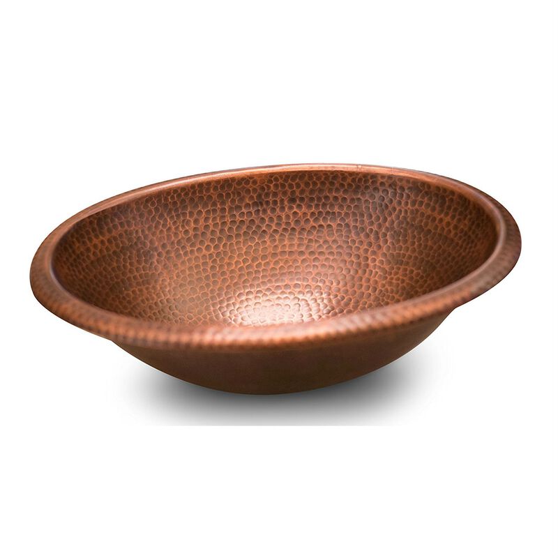 Handmade Hammered Copper Bathroom Sink – Oval Vessel Basin with Antique Finish