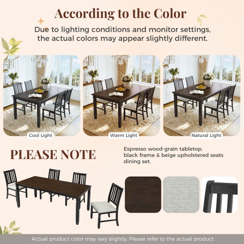Jedtet Farmhouse 5‑Piece Extendable Dining Table Set image number 7