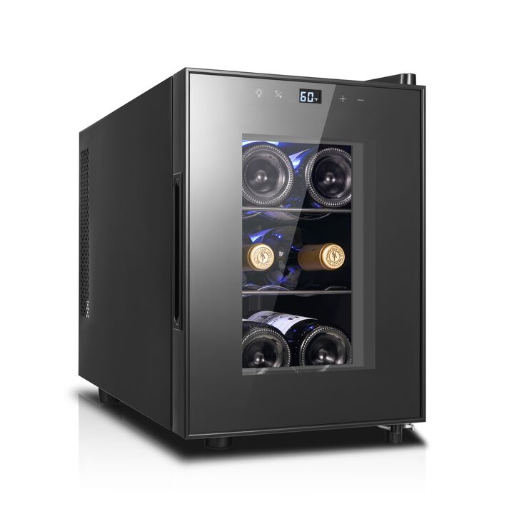 Yeego 6 Bottle Wine Refrigerator Cooler Mini Wine Cellar with Digital Temperature Control Thermoelectric Wine Cooler