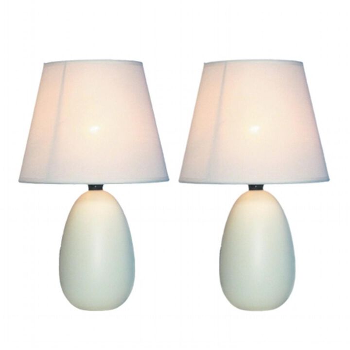 Simple Designs Mini Egg Oval Ceramic Table Lamp 2 Pack Set,