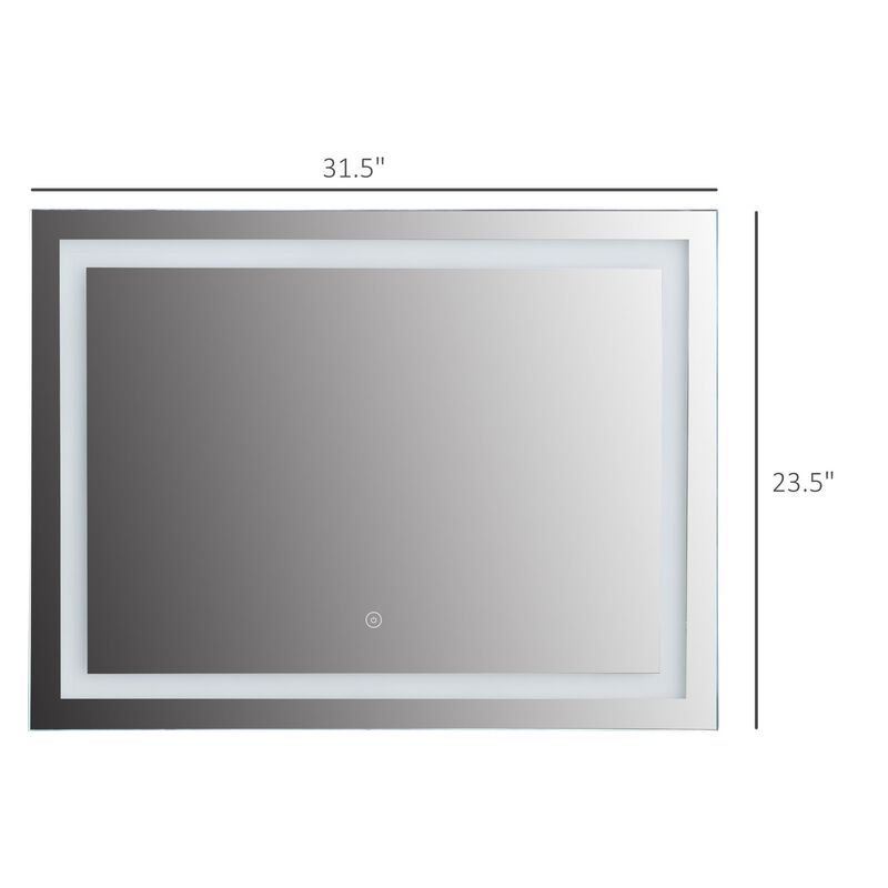 32" x 24'' LED Illuminated Bathroom Mirror, Wall Mounted Vanity Mirror with Dimmable Memory Touch, Waterproof, Horizontally or Vertically