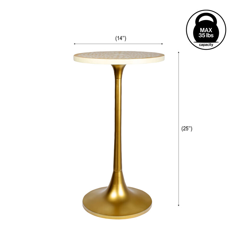 Nysha Modern Bohemian Metal/Resin Inlay Top End Table