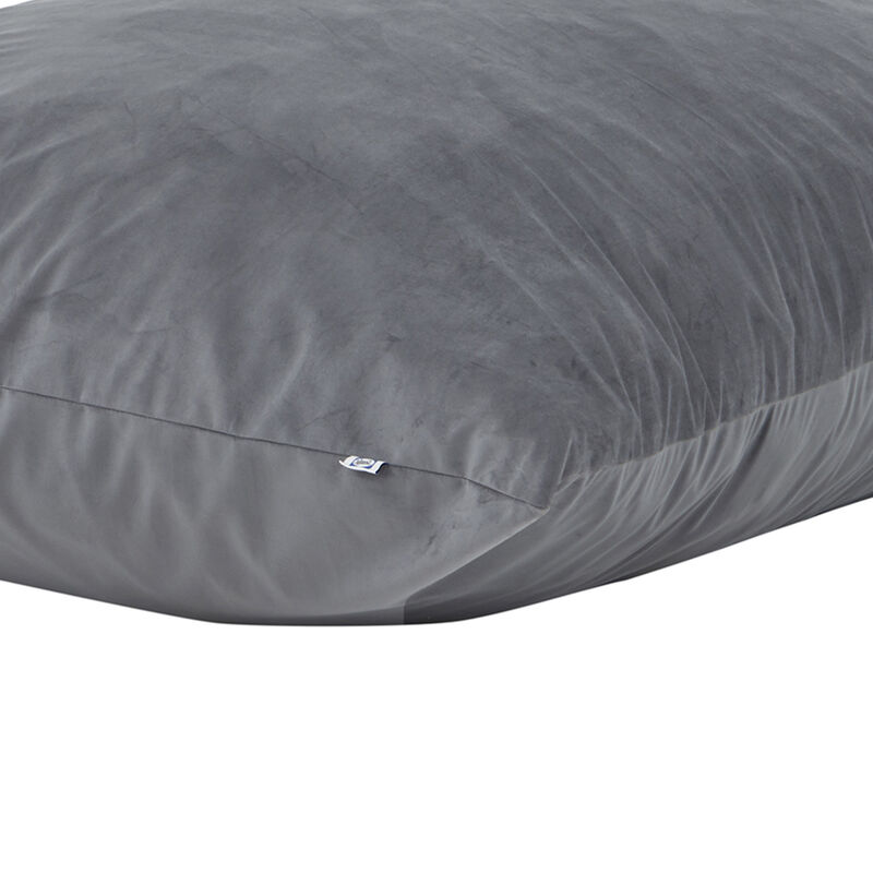68 Inch Bean Bag, Square Shape, Foam Filling, Polyester Upholstery, Gray - Benzara