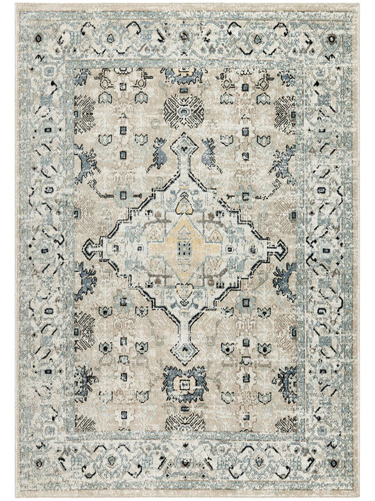 Washable Decor WSD12 Taupe/Blue 7'10" x 10' Rug