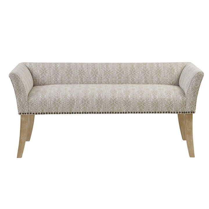 Gracie Mills Greta Solid Wood Accent Bench with Upholstered Seat and Back