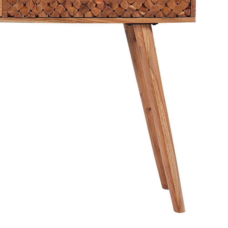 47 Inch Modern Wood Console Sideboard Table, Geometric, 2 Drawers, Brown-Benzara