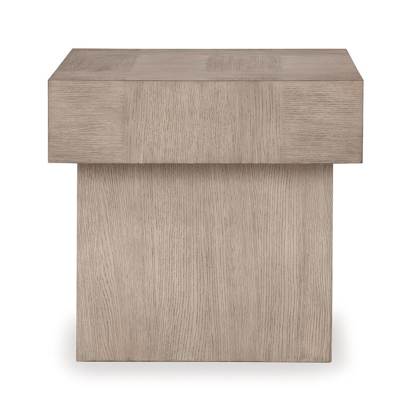 Laina Side End Table, Light Grayish Brown Hardwood, Square 26 Inch