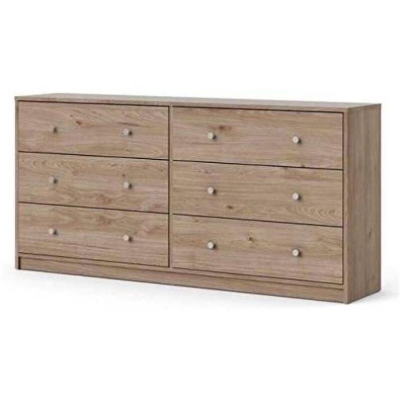 Hivvago Farmhouse Contemporary 6 Drawer Double Dresser in Oak