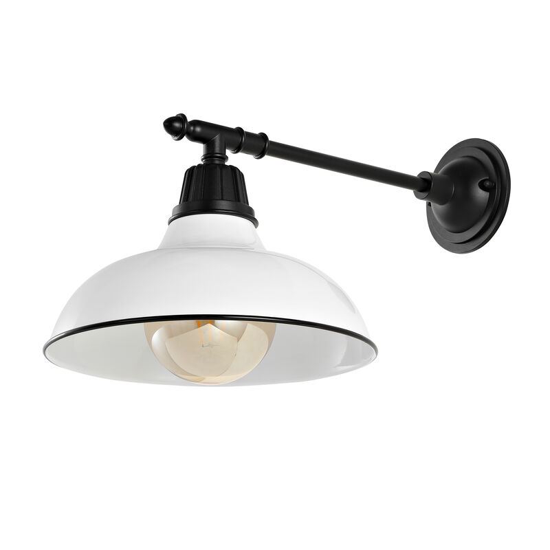 Wallace Farmhouse Industrial Indoor/Outdoor Iron LED Victorian Arm Outdoor Sconce