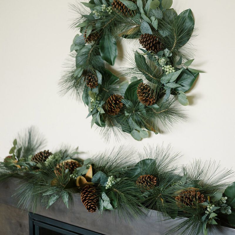 6' Magnolia, Eucalyptus, Pinecone, & Needle Pine Garland image number 5