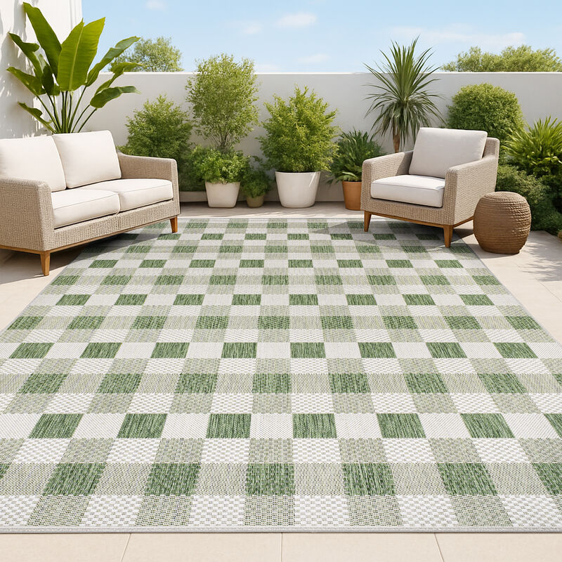 Darcy Traditional Geometric Bold Gingham Indoor/Outdoor Area Rug