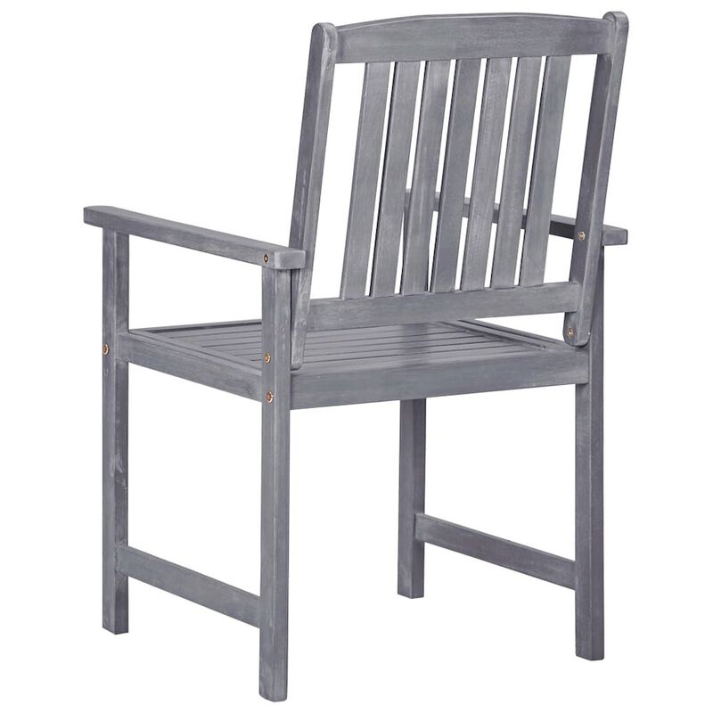 Garden Chair Set of 4 Grey Solid Acacia wood Standard Durable