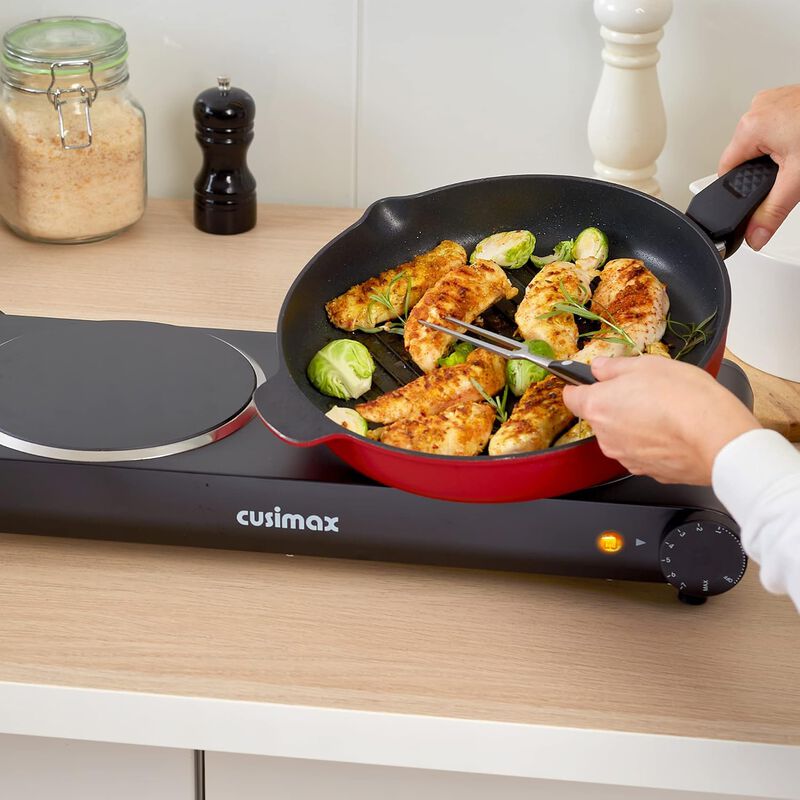 Cusimax 7.1 inch Portable Electric Hot Plate, 1800W Glass Dual Countertop Electric Cooktop, Stainless Steel Infrared Electric Stove image number 8