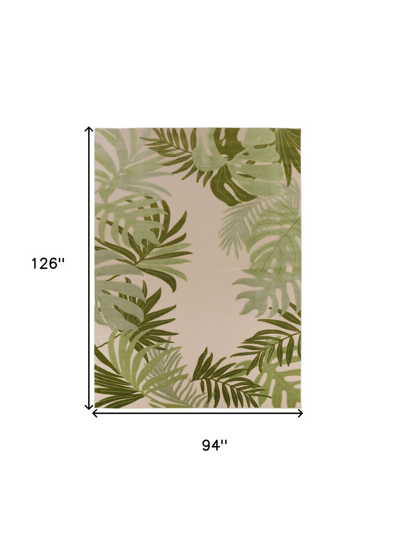 HomeRoots 8' X 11' Ivory And Green Palm Leaf Indoor Outdoor Area Rug image number 5