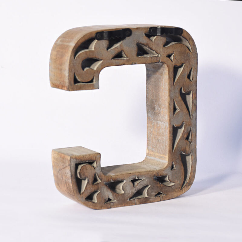 Vintage Gray Handmade Eco-Friendly "C" Alphabet Letter Block For Wall Mount & Table Top Décor