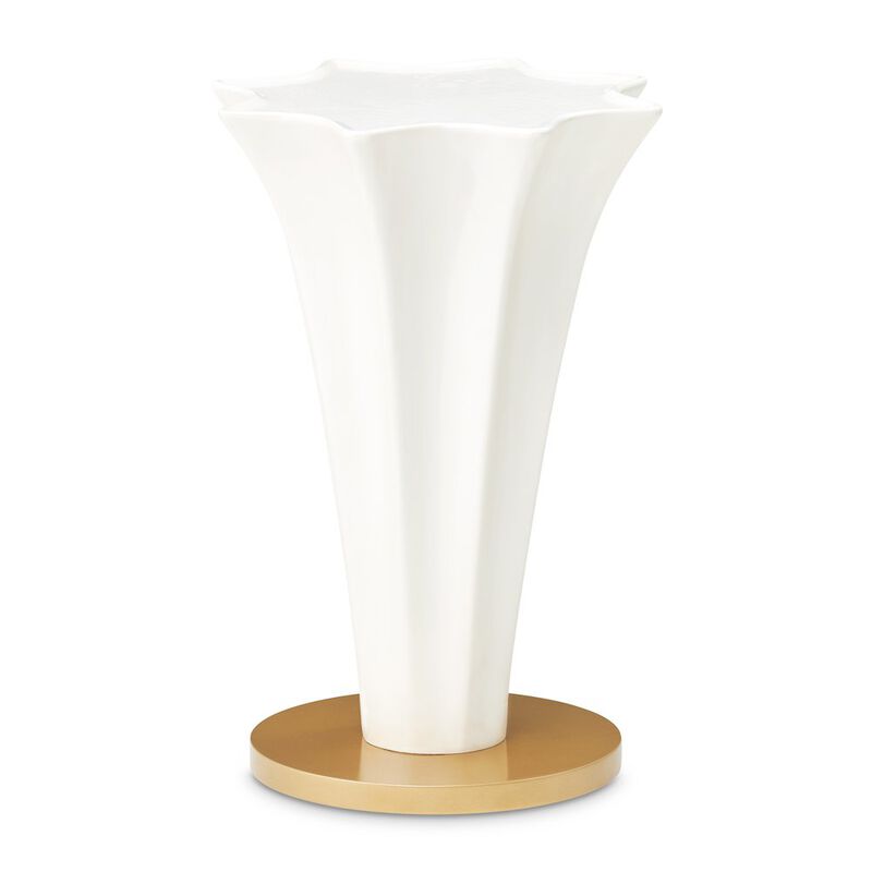 Michael Amini La Terrazza Chairside Table - Creamy Pearl