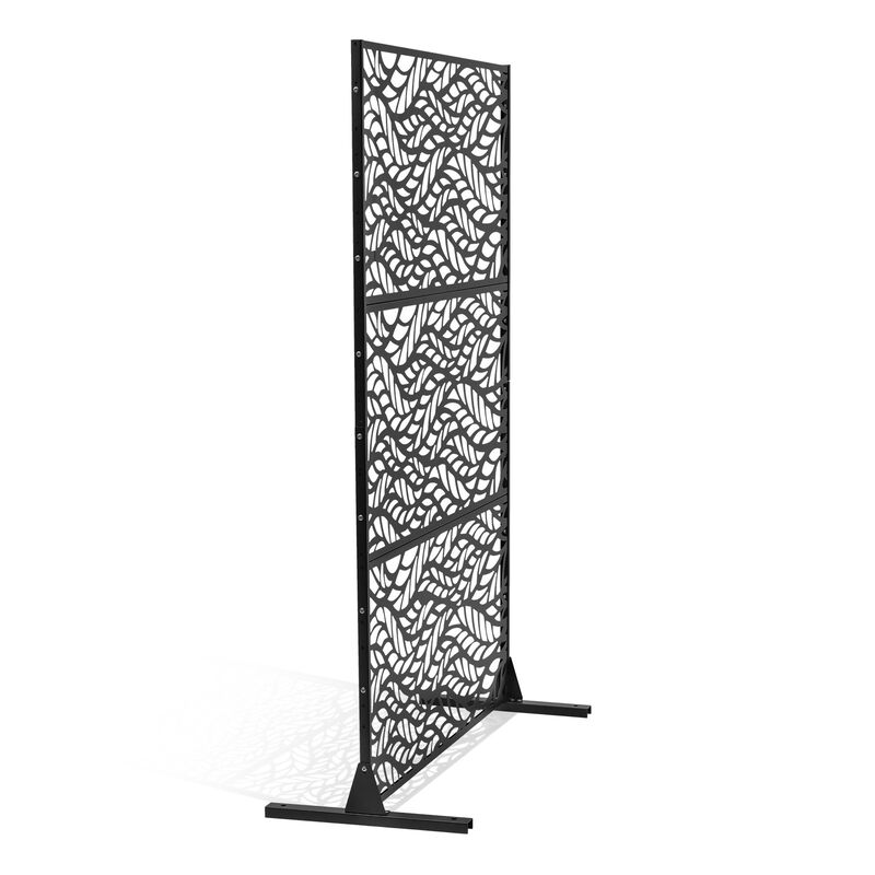 Outdoor Metal Privacy Panels Freestanding 3-Panel Decorative Garden Divider-Black image number 8