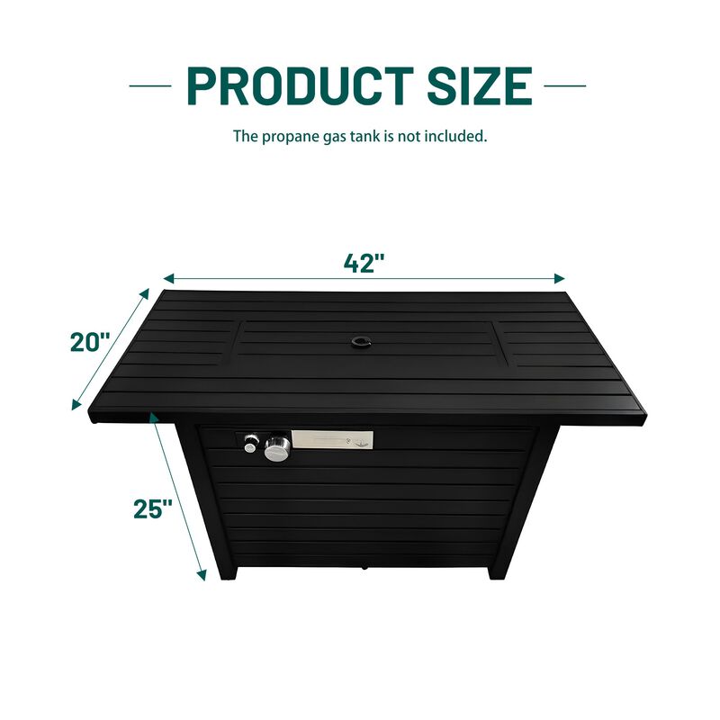 Mondawe 24" H Steel Propane Outdoor Fire Pit Table with Lid