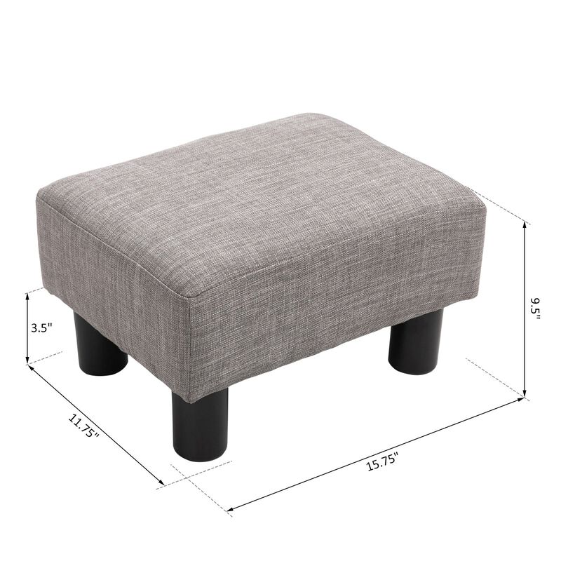 Gray Versatile Seat: 16" Linen Fabric Ottoman Cube Footrest