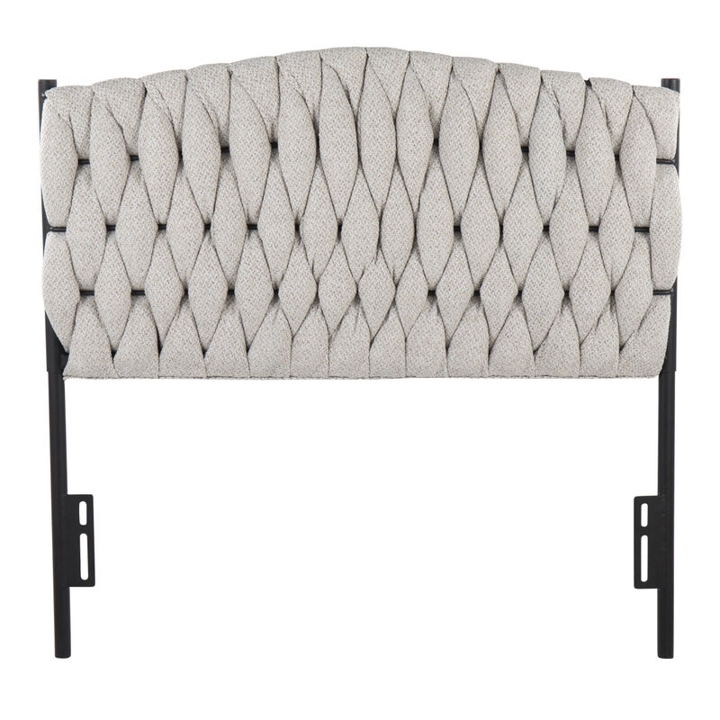 Braided Matisse Twin Size Headboard in Black Metal and Cream Fabric by Lumi Source