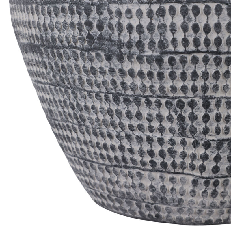 10x9" Textured Stoneware Vase, Black image number 4