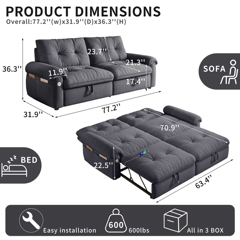 Vaffla  2-in-1 convertible sofa bed image number 4
