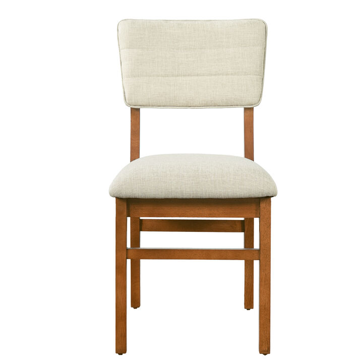 Whisen 4-Piece 16.9inch Upholstered Dining Chairs, Solid Rubber Wood Foam Mid-Century Modern for Kitchen Dining Room