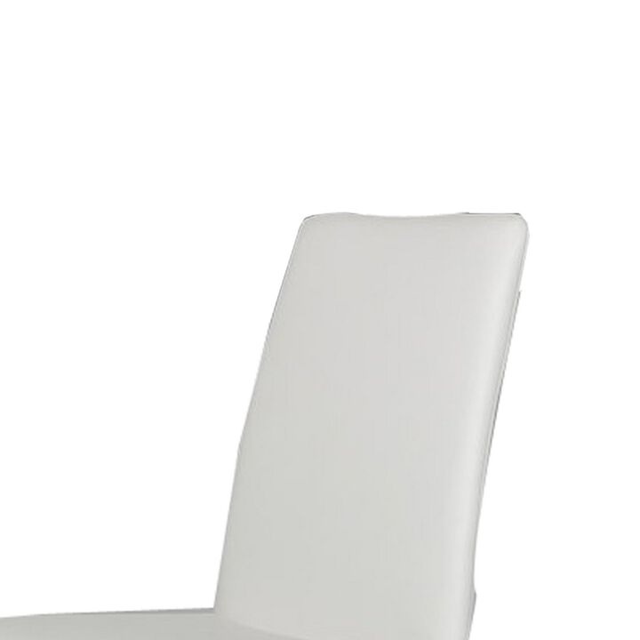 Fully Leatherette Upholstered Metal Frame Dining Chair, Set of 2, White-Benzara